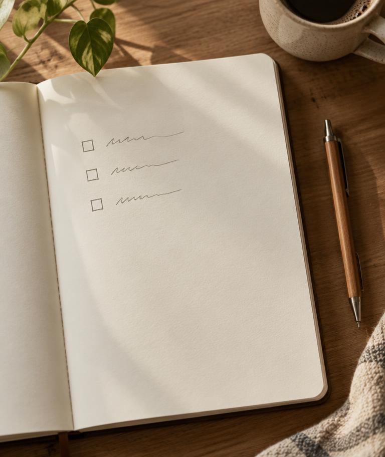 A clean journal page with three simple priorities